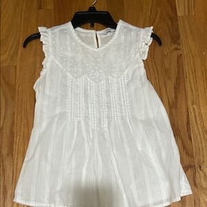 Lucky Brand White Ruffle Sleeve Blouse